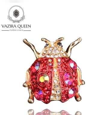 VQ Rhinestones Ladybug Brooch